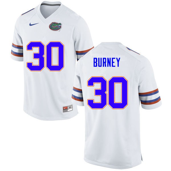 Men #30 Amari Burney Florida Gators College Football Jersey White